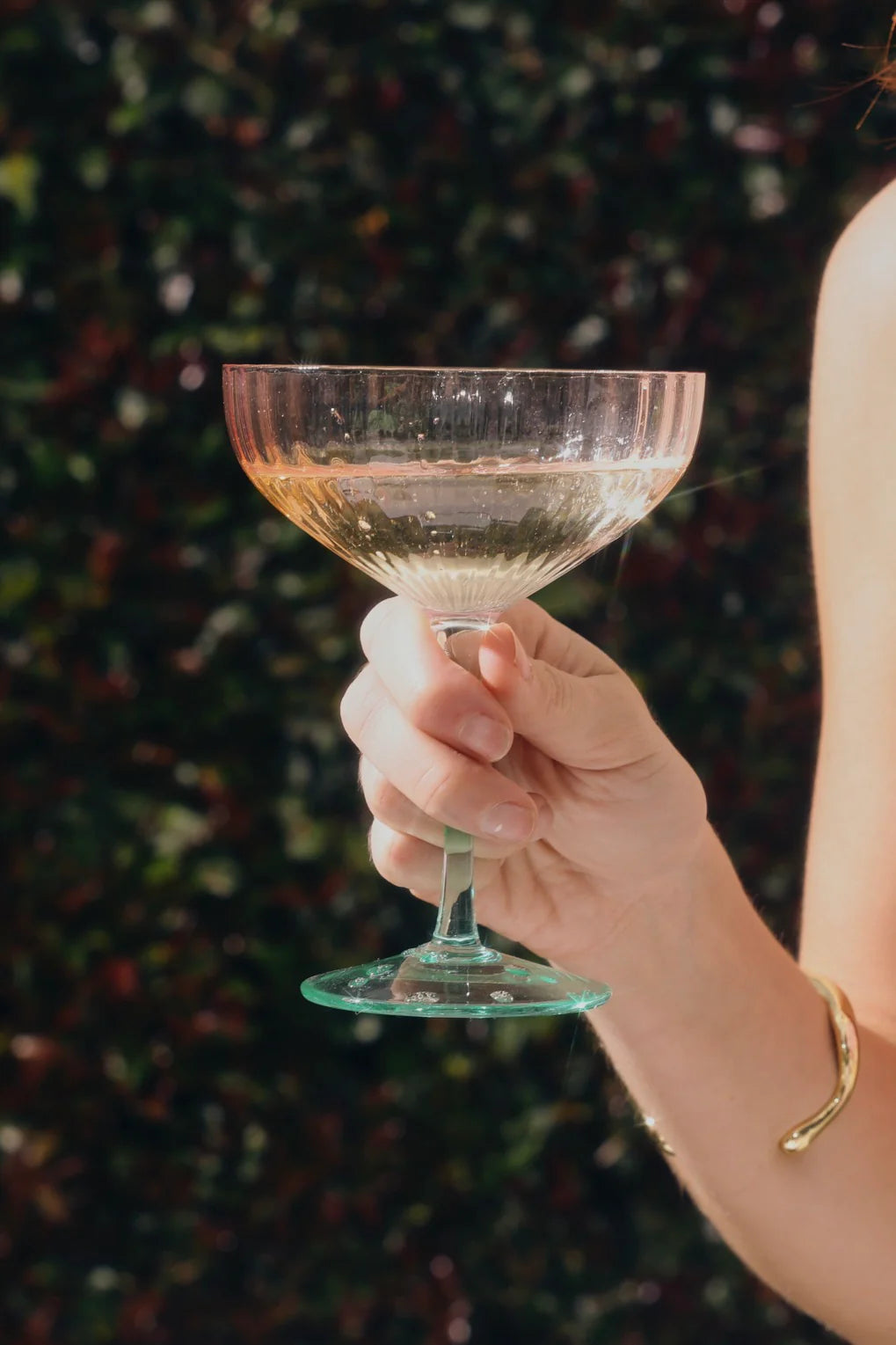 Willow & Mae Martini Glass Ripple Pink Green