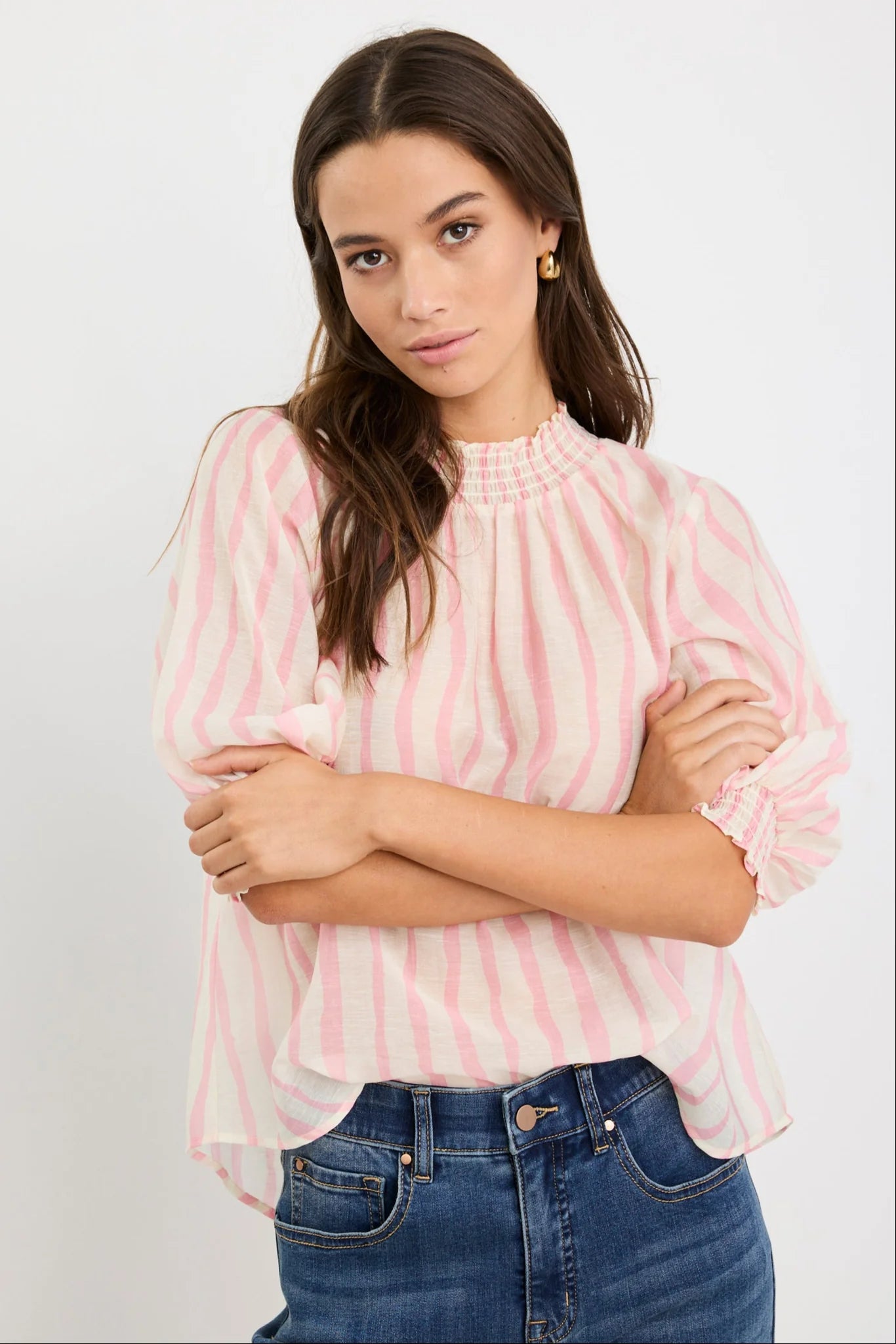 By Rosa Precision Top in Blush Stripe