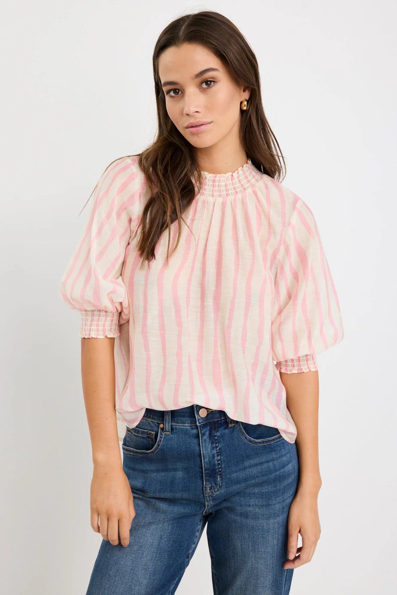 By Rosa Precision Top in Blush Stripe
