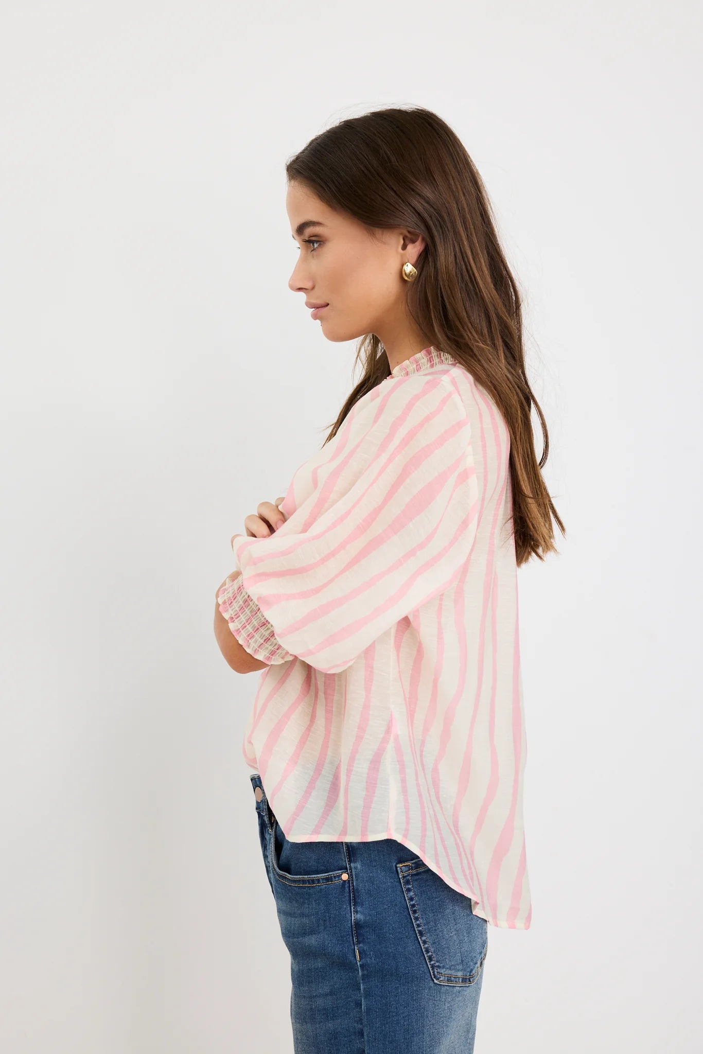 By Rosa Precision Top in Blush Stripe