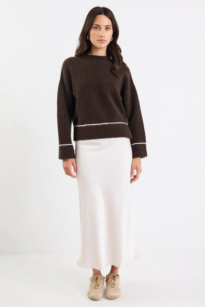 Stories Be Told Quest Chocolate Contrast Detail Jumper