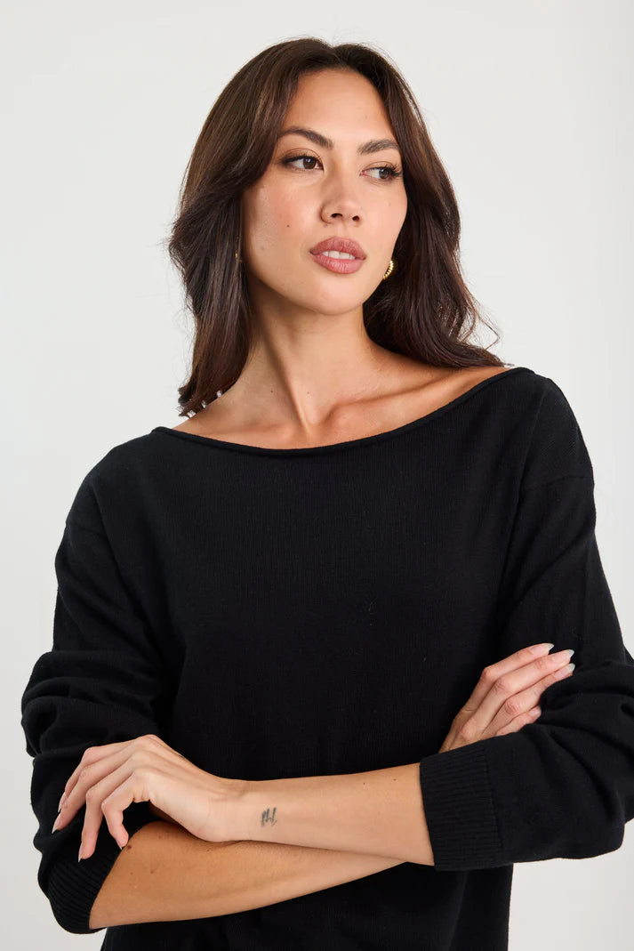 Among The Brave Reverb Black Off Shoulder Jumper