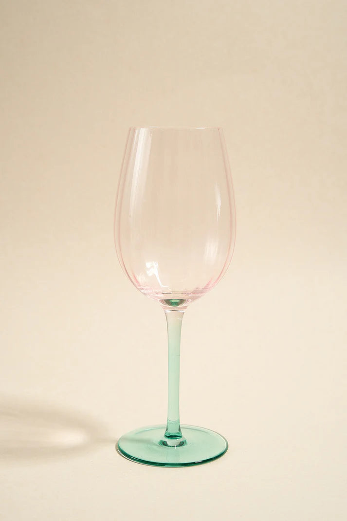 Willow & Mae Ripple Pink Green Wine Glass