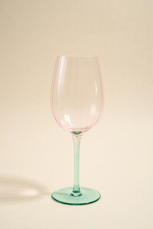 Willow & Mae Ripple Pink Green Wine Glass