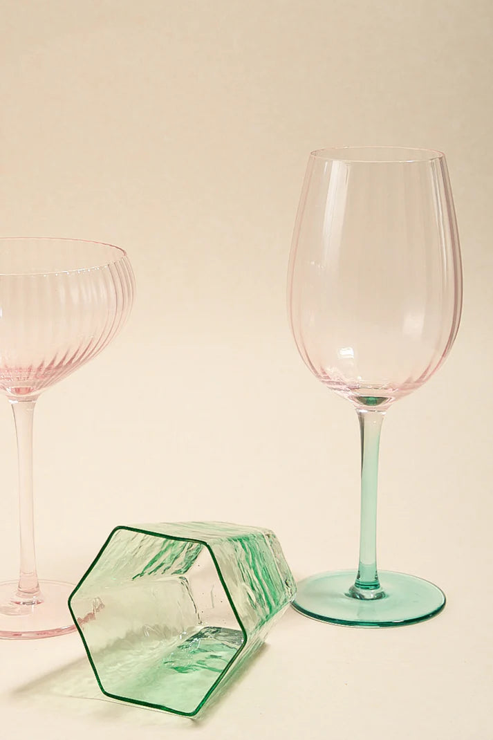 Willow & Mae Ripple Pink Green Wine Glass