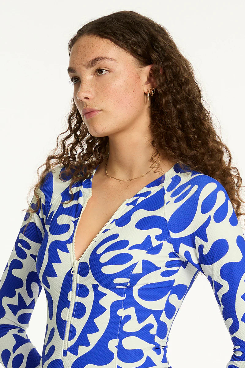 Sea Level Seascape Long Sleeve Multi One Piece