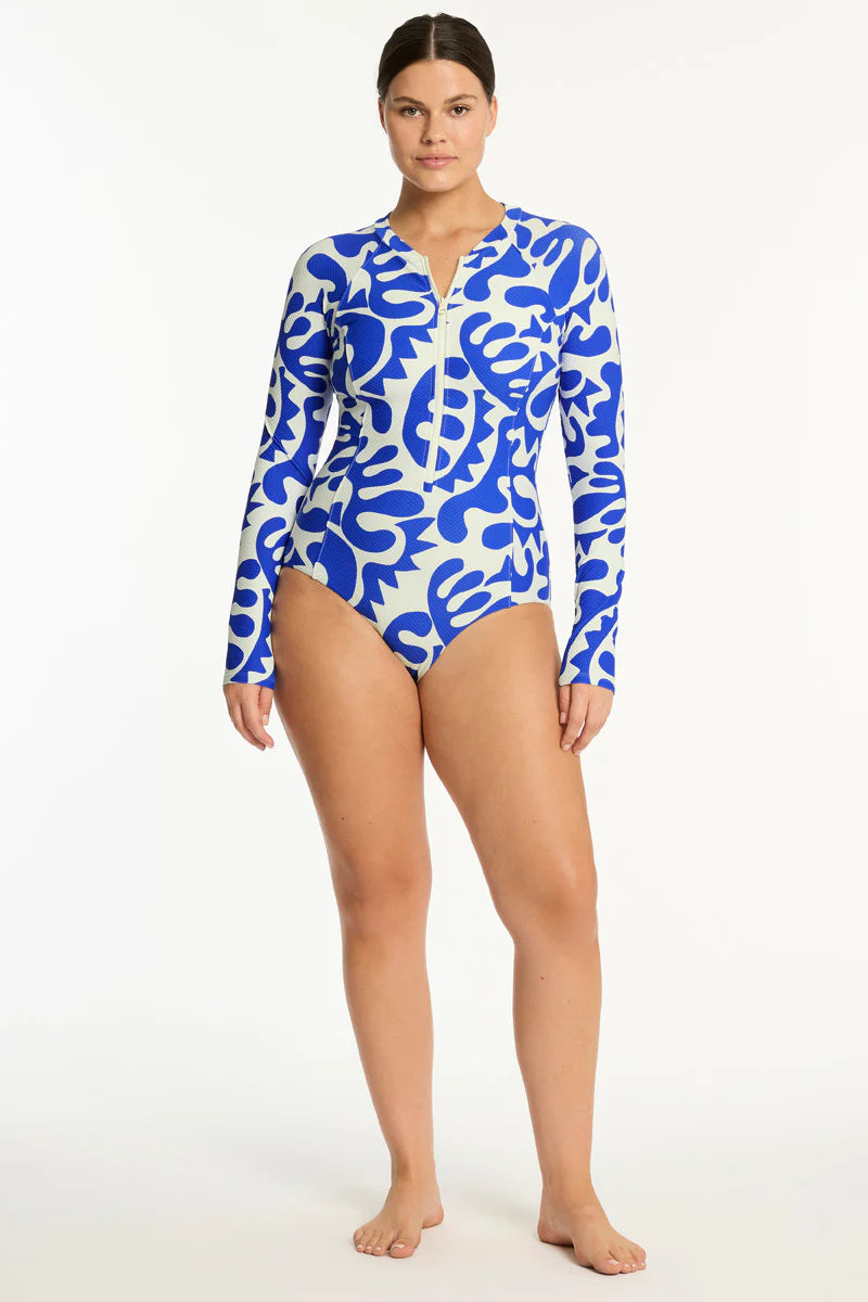 Sea Level Seascape Long Sleeve Multi One Piece