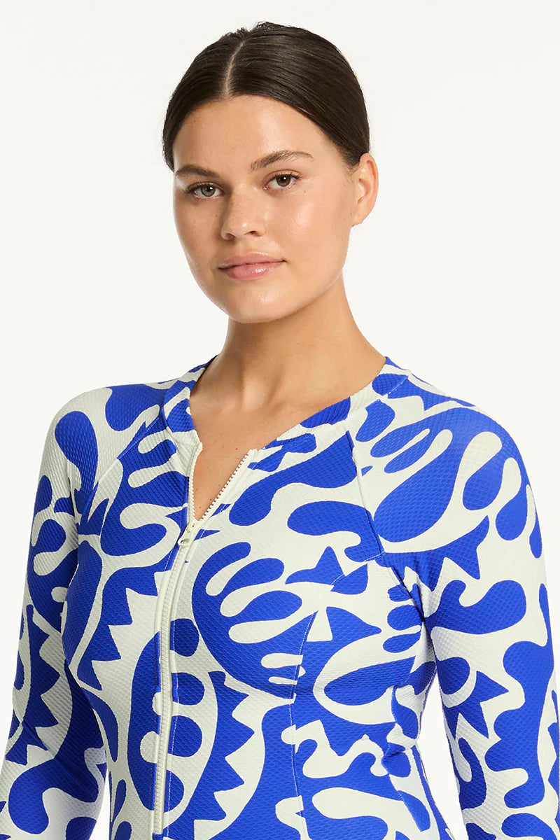 Sea Level Seascape Long Sleeve Multi One Piece