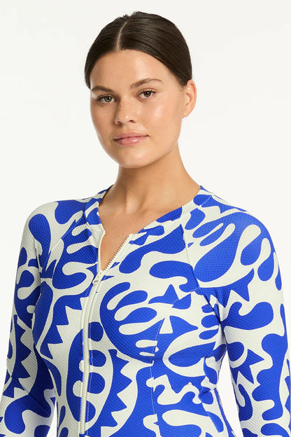 Sea Level Seascape Long Sleeve Multi One Piece