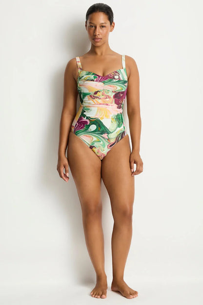 Sea Level Abyss Twist Front Mulitifit One Piece-Moss