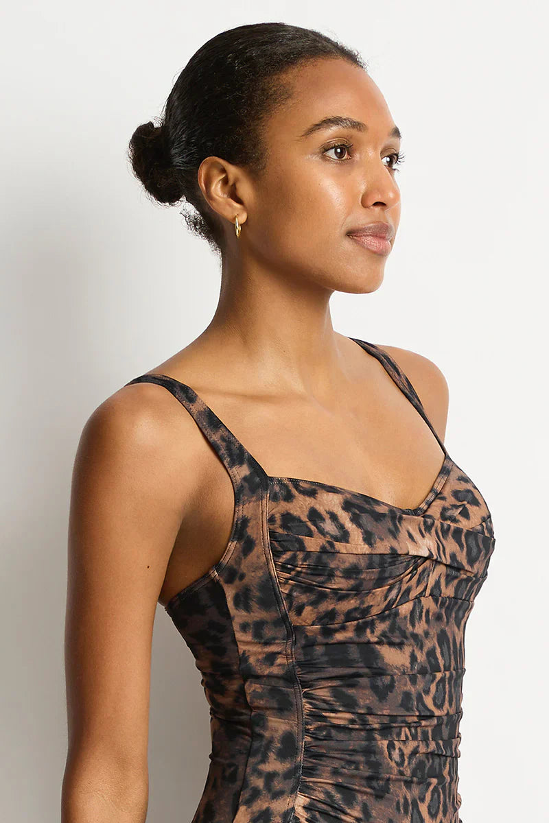 Sea Level Savanna Twist One Piece in Chocolate Leopard