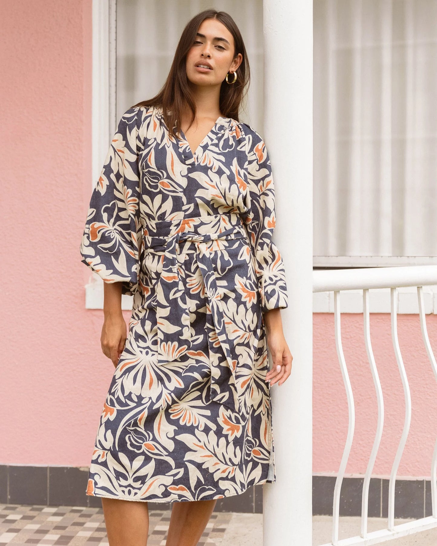 Sass Jana Obi Belt Dress in Moonflower and in Wild Orchid