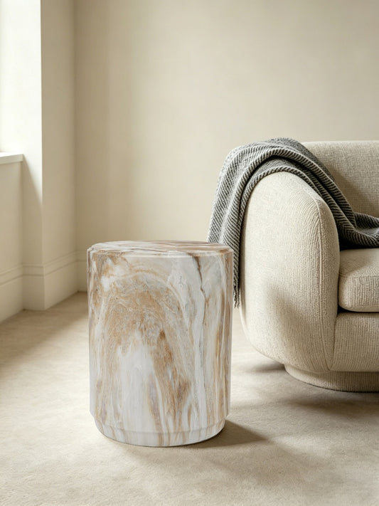 Rembrandt Faux Marble Stool/Side Table