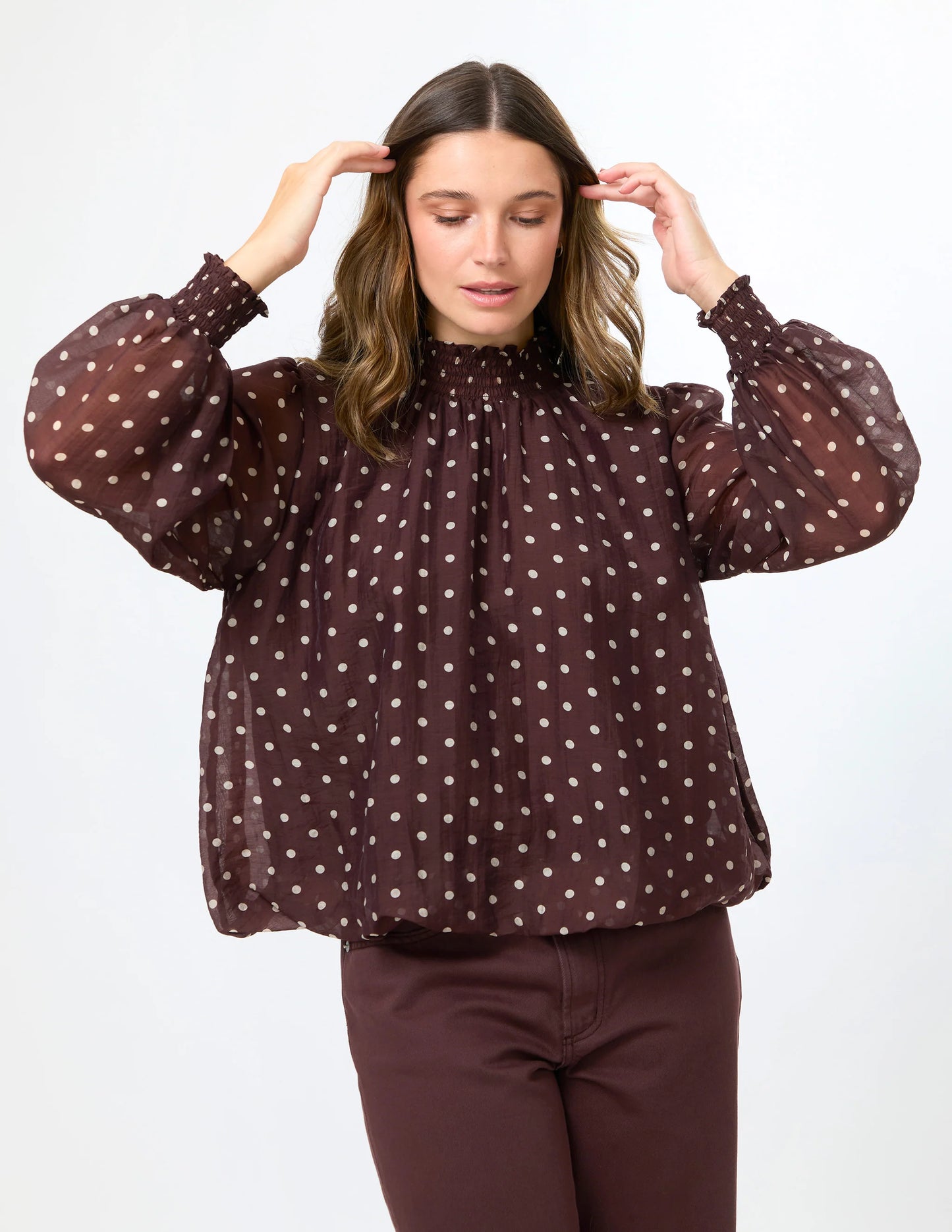 Stella+Gemma Sue Blouse Chocolate Spot