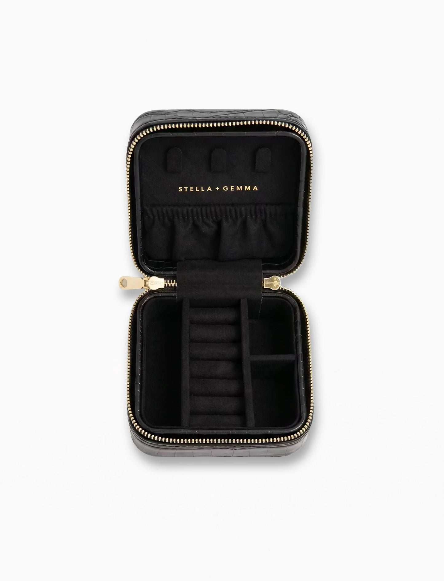 Stella+Gemma Jewel Box - Black Croc Square