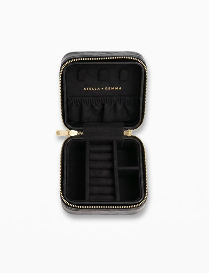 Stella+Gemma Jewel Box - Black Croc Square