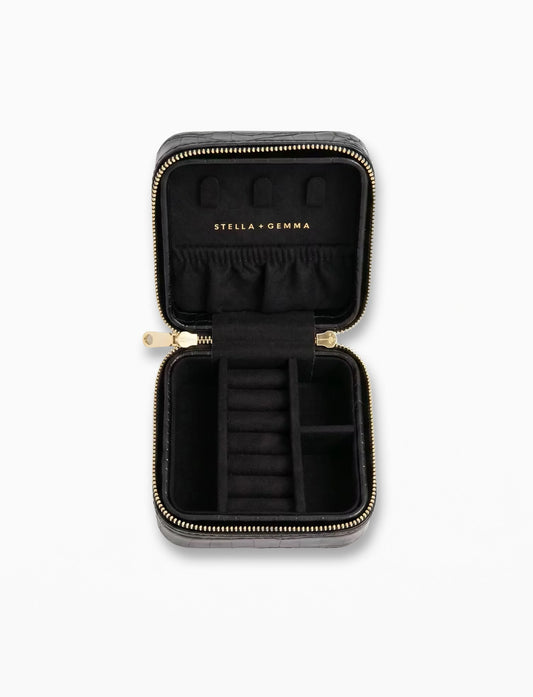 Stella+Gemma Jewel Box - Black Croc Square