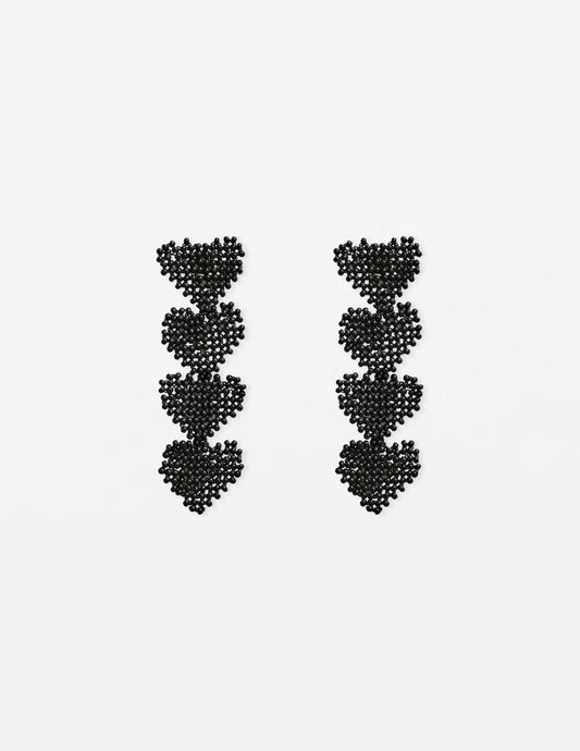 Stella+Gemma Black Bead Heart Earrings