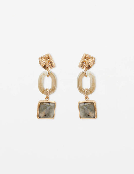 Stella+Gemma Beaten Resin Link Earring With Grey Quartz