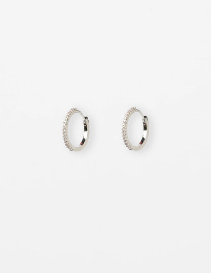 Stella+Gemma Earring Silver Hoop with Crystals