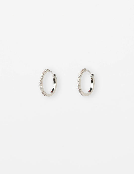 Stella+Gemma Earring Silver Hoop with Crystals