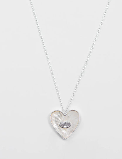 Stella + Gemma Necklace Chain with Heart and Crystal Eye