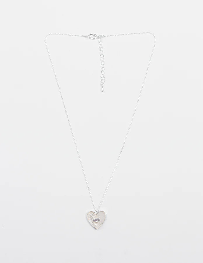 Stella + Gemma Necklace Chain with Heart and Crystal Eye
