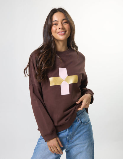 Stella+Gemma Newport  Sweat Chocolate Blush Cross