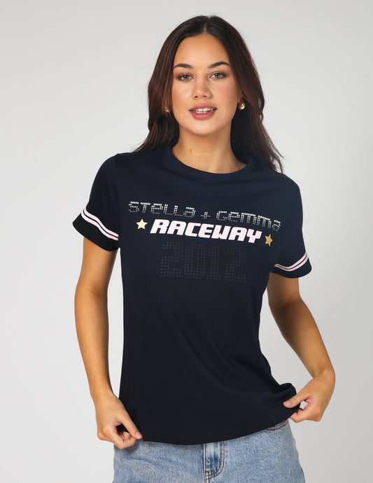 Stella+Gemma Ace Tee Raceway Steel Grey Tee