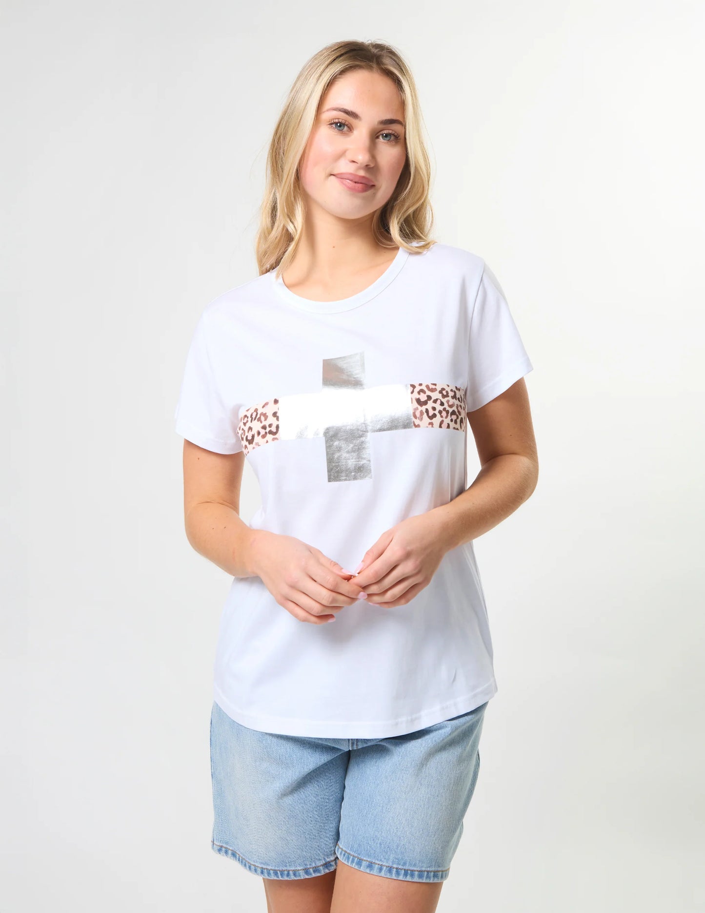 Stella + Gemma Classic Tee White and Silver
