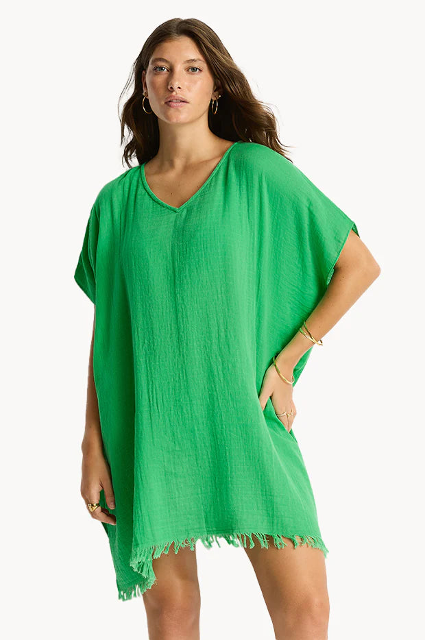 Sea Level Sunset Kaftan in Kelly Green