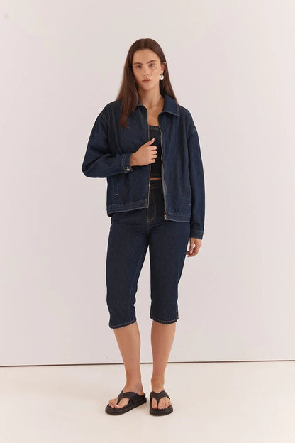Sass Kumi  Zip Denim Jacket