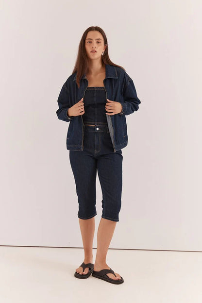 Sass Kumi  Zip Denim Jacket