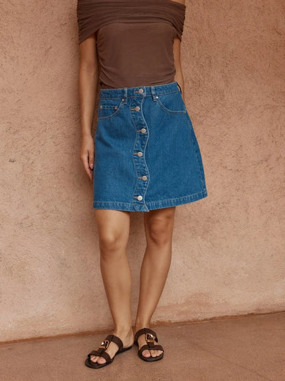 Sass Tipo Wave Denim Skirt