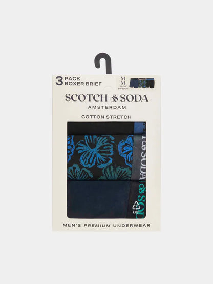 Scotch & Soda Men's Boxer Brief 3 Pack Blue/Green