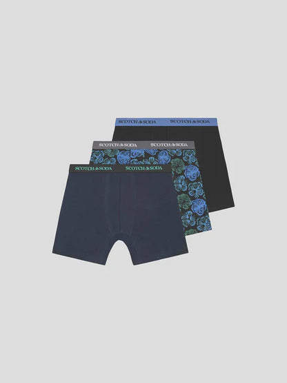Scotch & Soda Men's Boxer Brief 3 Pack Blue/Green