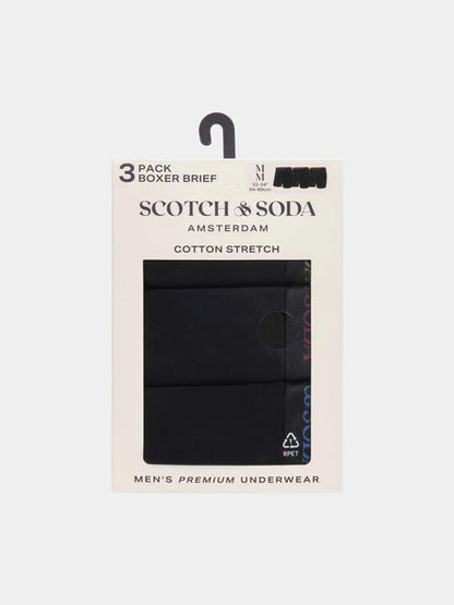Scotch & Soda Men's Boxer Brief 3 Pack Black