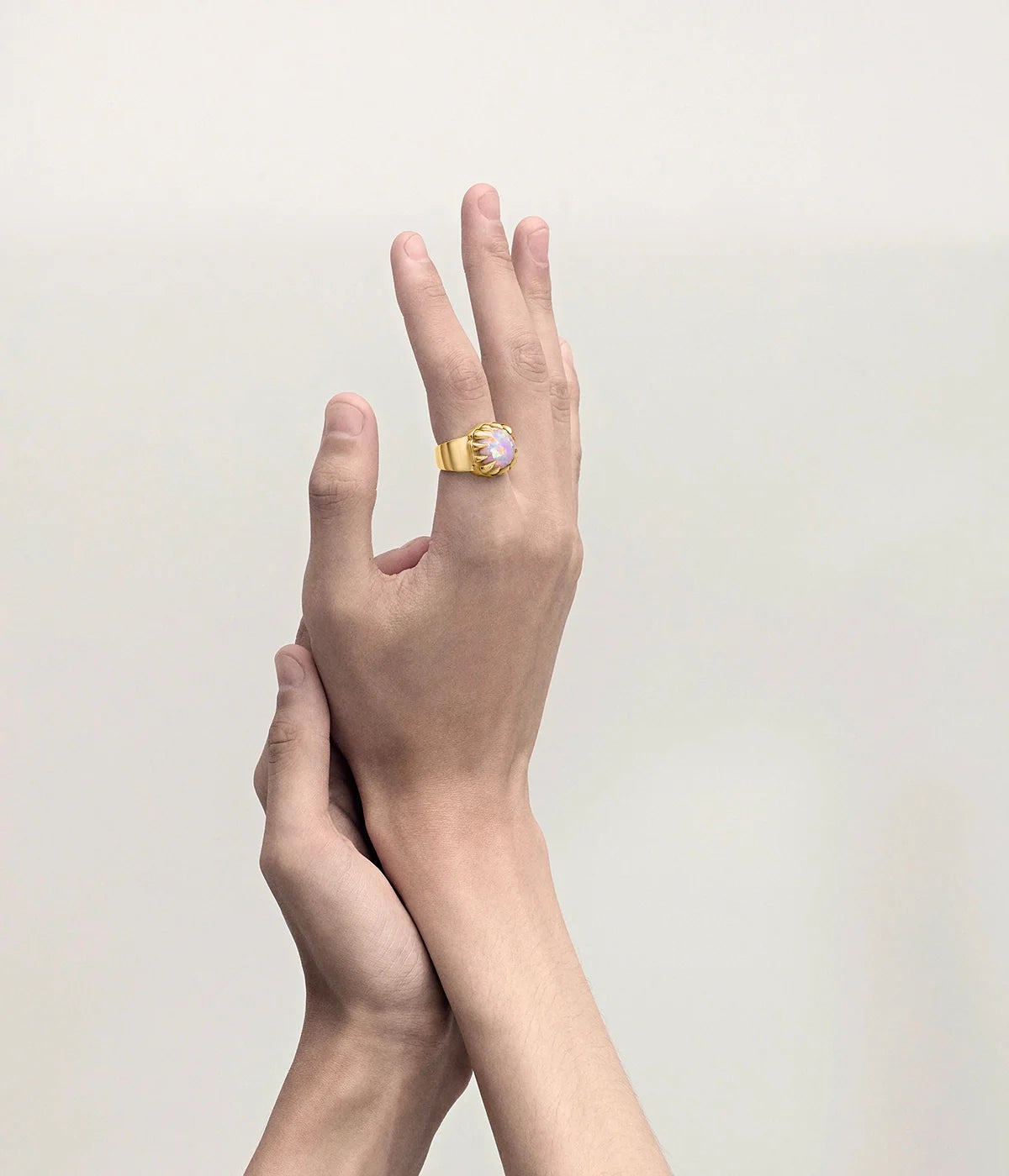 Stolen Girlfriends Club Claw Ring 18k Gold Plated Pink Bello Opal