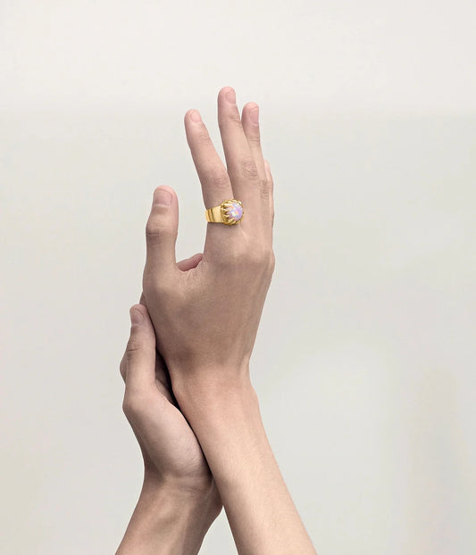 Stolen Girlfriends Club Claw Ring 18k Gold Plated Pink Bello Opal