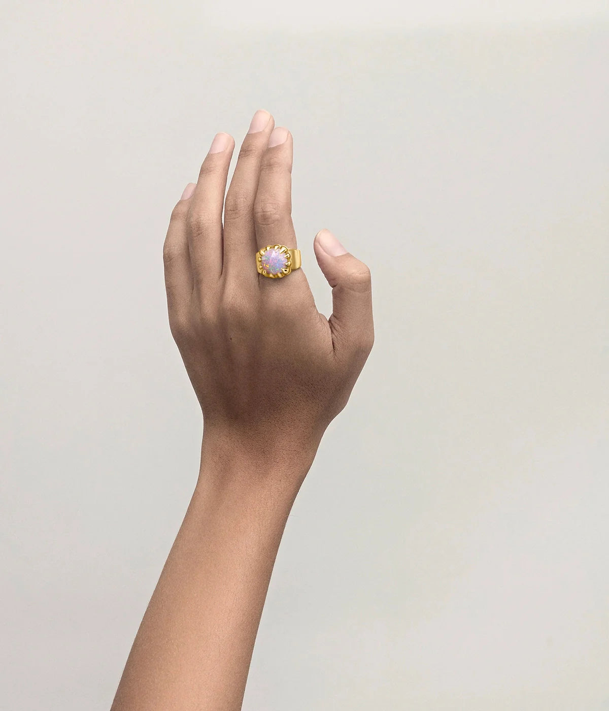 Stolen Girlfriends Club Claw Ring 18k Gold Plated Pink Bello Opal