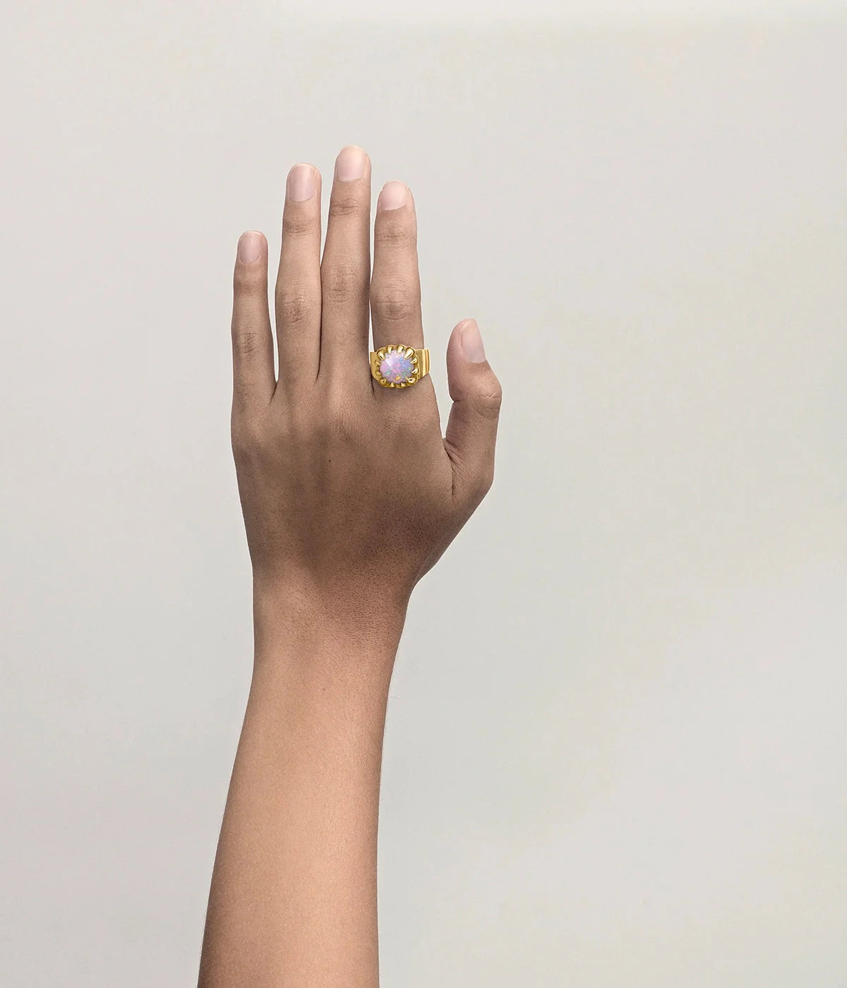 Stolen Girlfriends Club Claw Ring 18k Gold Plated Pink Bello Opal