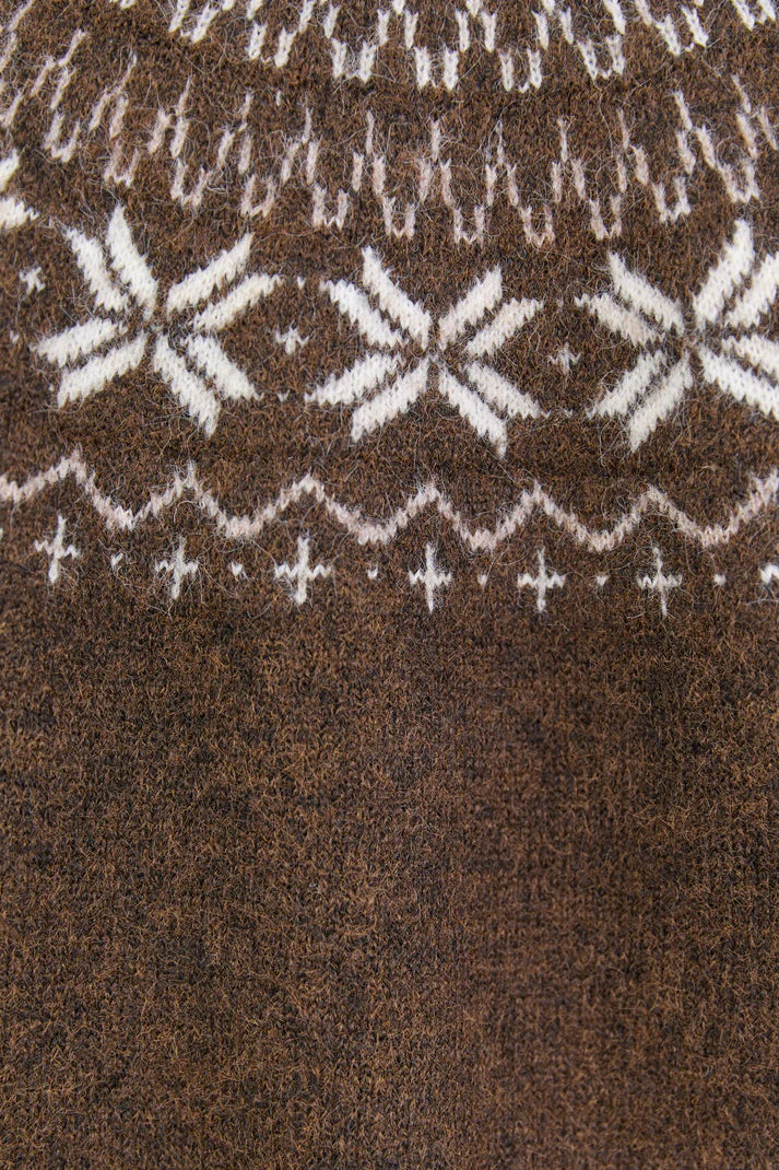 Among The Brave Shetland Chocolate Fairisle Detail Cardigan