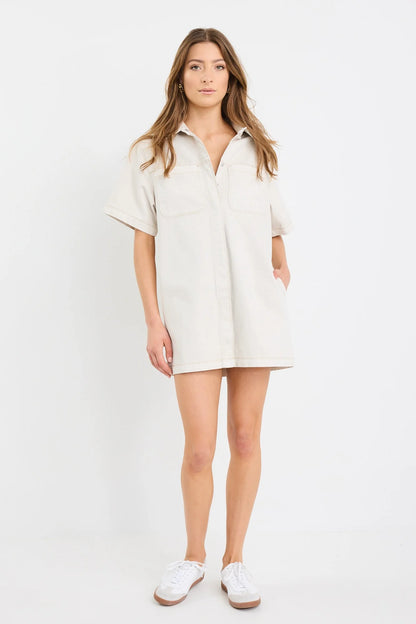 Stories Be Ecru Denim Short Sleeve Boxy