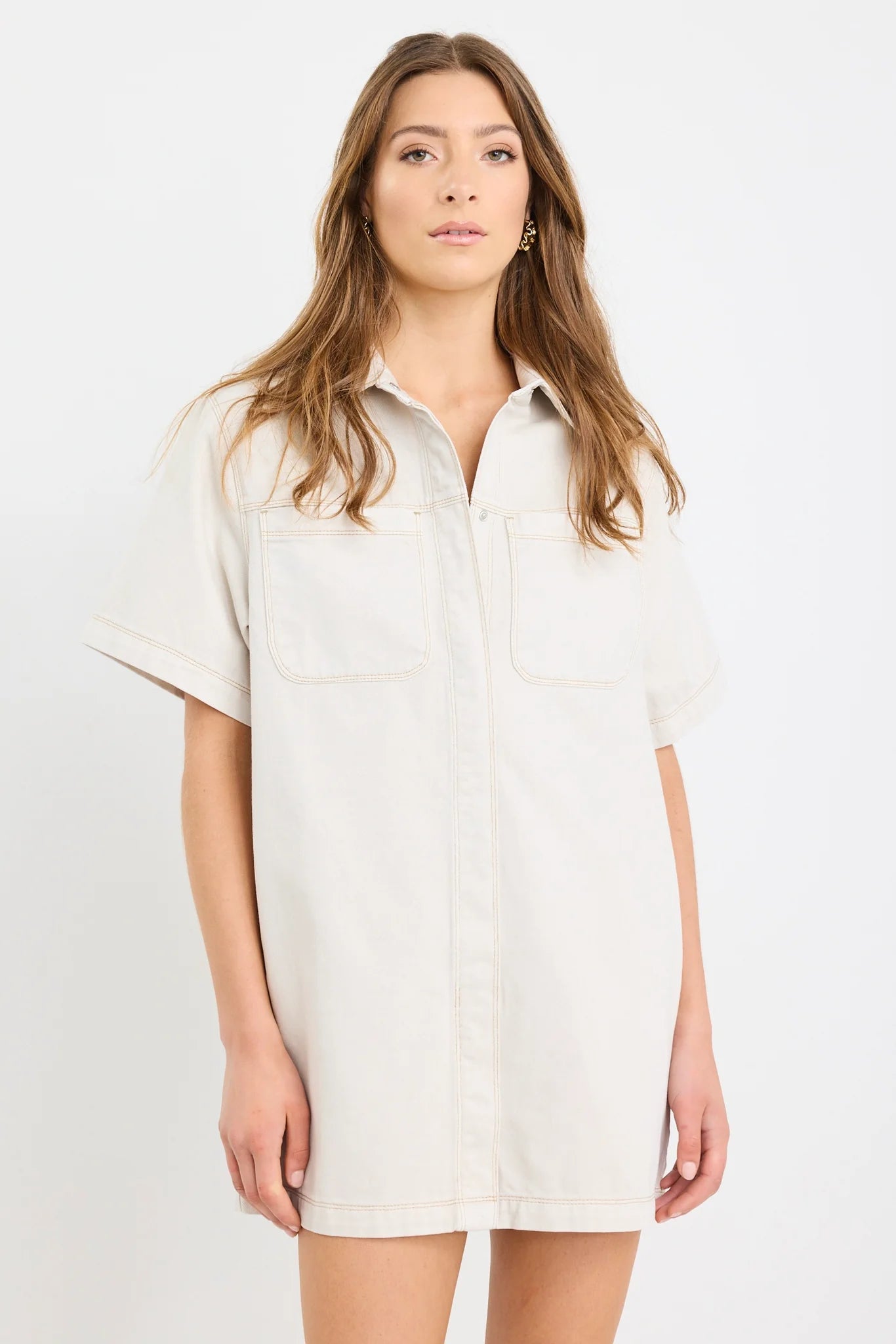 Stories Be Ecru Denim Short Sleeve Boxy