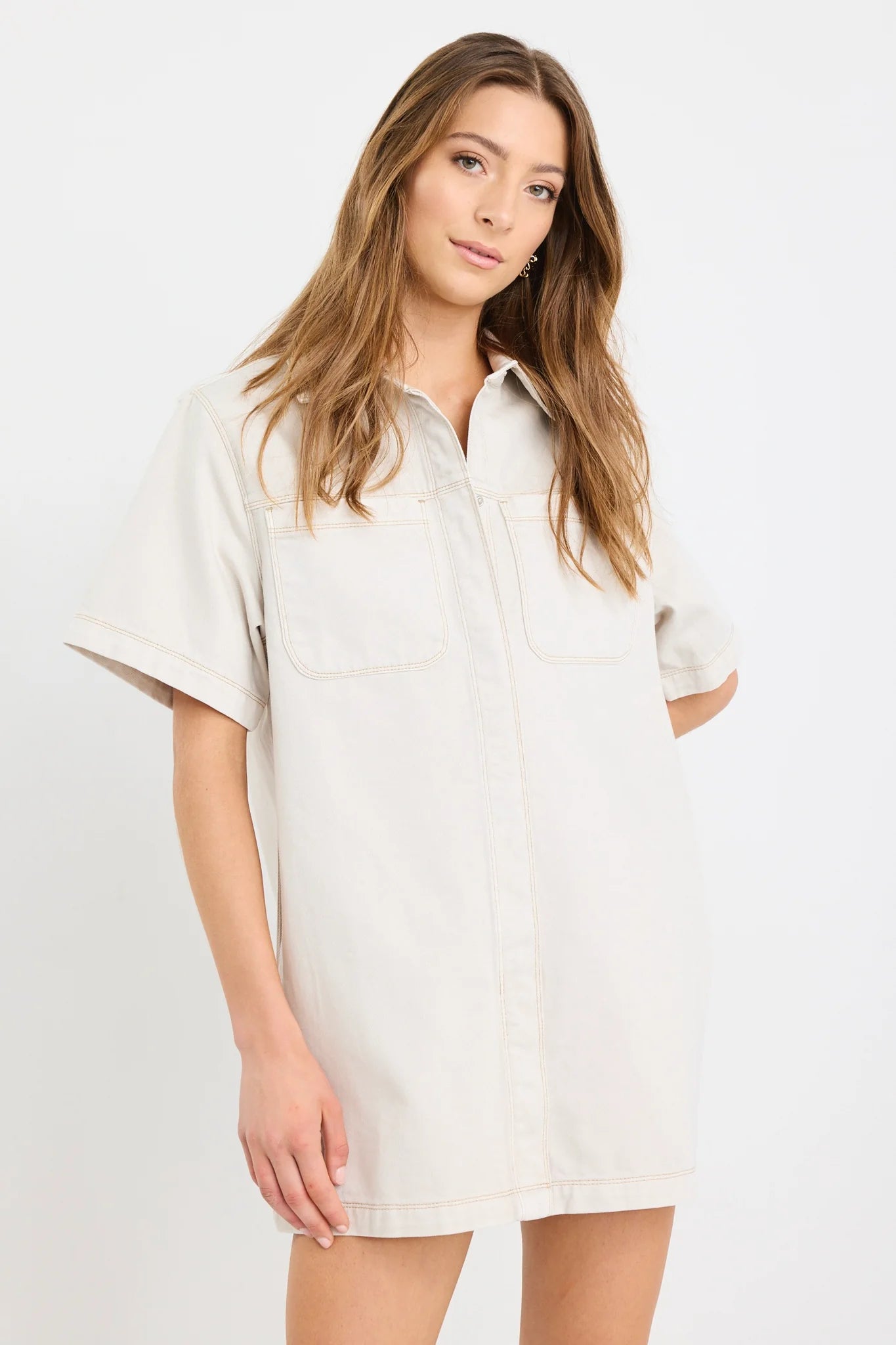 Stories Be Ecru Denim Short Sleeve Boxy