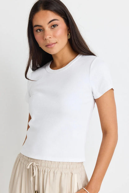 Stories Be Told Study Ivory Rib Longer Baby Tee/Ivory