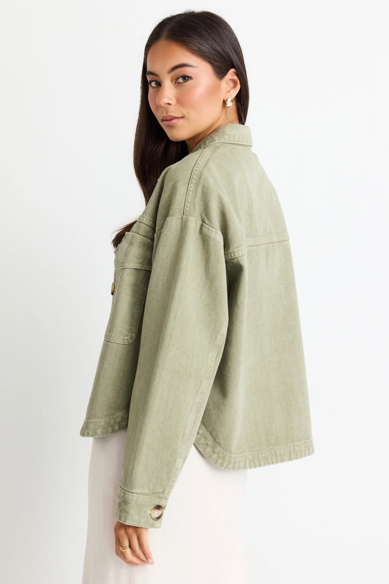 Amoung The Brave Echo Khaki Patch Pocket Denim Jacket