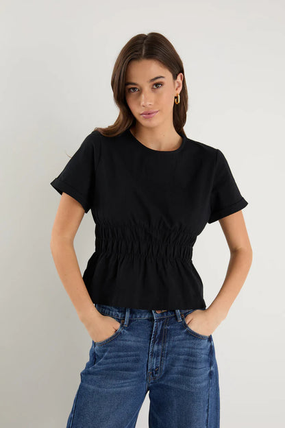 Among The Brave Svelte Ivory Shirred Detail SS Tee