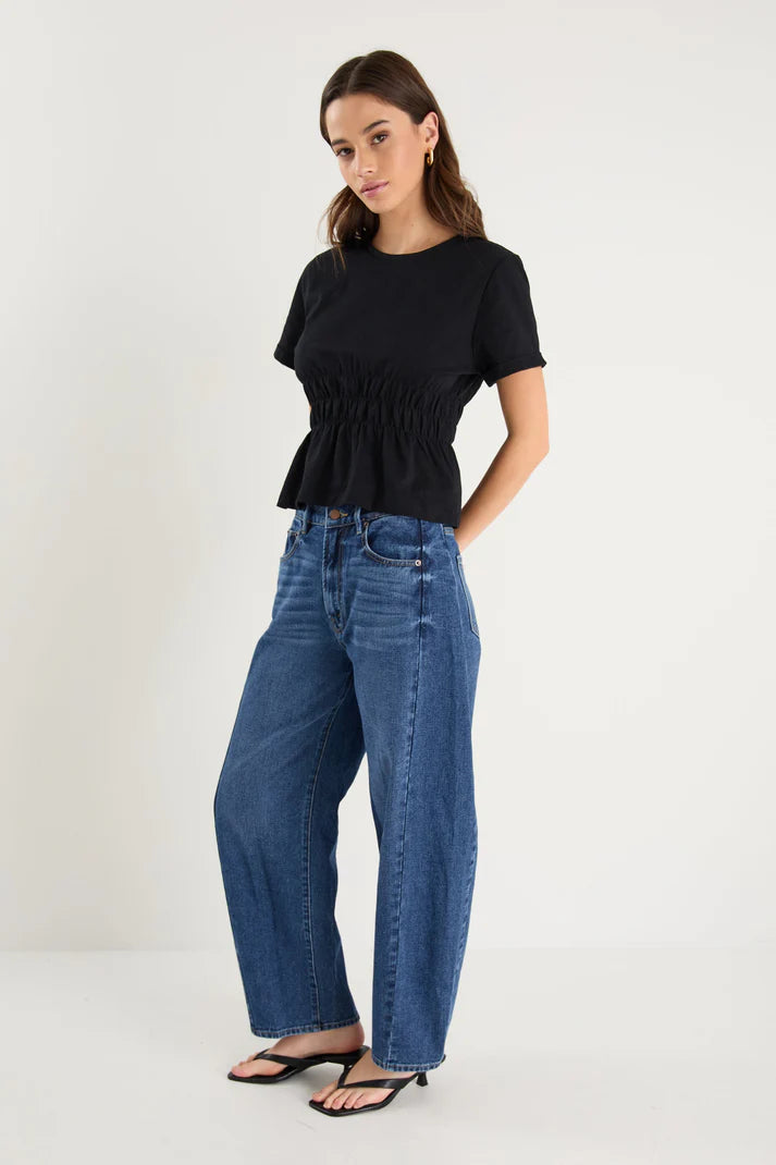 Among The Brave Svelte Ivory Shirred Detail SS Tee