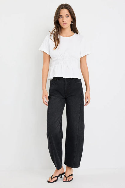 Among The Brave Svelte Ivory Shirred Detail SS Tee